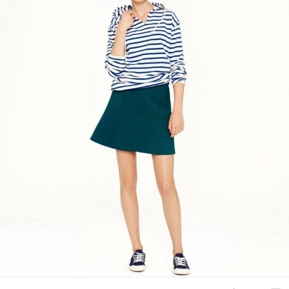 J.Crew Double Crepe Fluted Skirt Green Women’s Size 6 - Picture 1 of 7